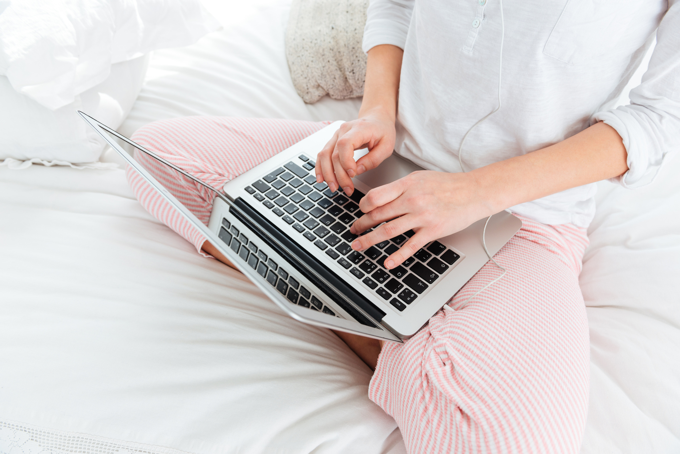 Female Hands Using Laptop 